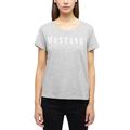 Kurzarmshirt MUSTANG "Damen Style Alma", Damen, Gr. M, grau (grau meliert), Jersey, 100% Baumwolle, casual, Rundhals, Shirts