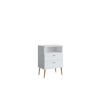 Nachttisch INOSIGN "Elyria", weiß (weiß, natur), B:50cm H:69,5cm T:34cm, Tische, mit goldenen Griffen auf goldenen metallenen Beinen Image