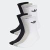 Sportsocken ADIDAS ORIGINALS "TR CREW S 6P", Herren, Gr. M (40/42), schwarz-weiß (schwarz, weiß, medium grau heather), Obermaterial: 65% Baumwolle, 31% Polyester, 3% Elasthan, 1% sonstige Fasern, Socken, 6 Pack Socken mit Logo