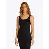 Jerseykleid TOMMY JEANS "TJW BUTTON TANK DRESS", Damen, Gr. M (38), N-Gr, schwarz, Jersey, Obermaterial: 100% Baumwolle, unifarben, casual, slim fit wadenlang, tiefer Rundhals, Kleider, mit Knopf