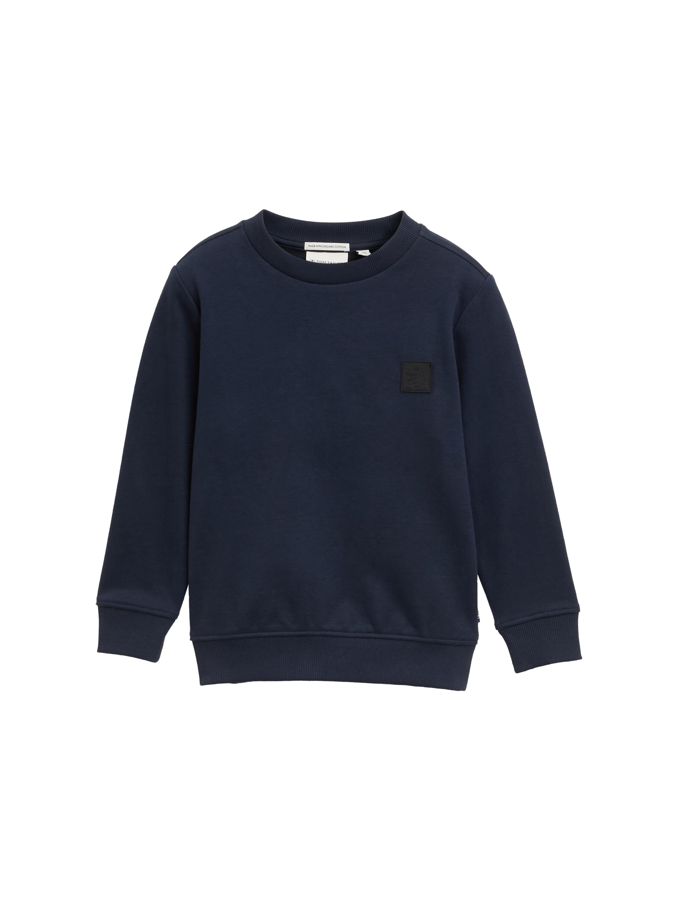 Sweatshirt TOM TAILOR, Jungen, Gr. 128/134, blau (sky captain blau), Sweatware, Obermaterial: 70% Baumwolle, 30% Polyester, unifarben, regular fit taillenbedeckt, Rundhals, Rippbündchen, Sweatshirts Sweatshirt, mit Logo Stickerei