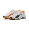Tennisschuh PUMA "NOVA COURT", Gr. 44,5, puma weiß, puma schwarz, vivid blau, heat fire, Textil, mehrfarbig, sportlich, Schuhe