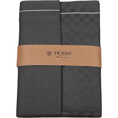Geschirrtuch ROSS "2er Set 907, zwei Geschirrtücher in einer Banderole", grau (anthrazit), B:50cm L:70cm, 50% Baumwolle, 50% Leinen, Geschirrtücher, hochwertige Zwirn Halbleinen Geschirrtücher, Maße je Tuch ca. 50x70 cm Image