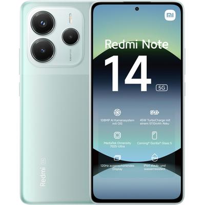 XIAOMI Smartphone "Redmi Note 14 5G", grün (korallengrün), 256 GB, Mobiltelefone