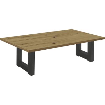 Couchtisch MÄUSBACHER "TOPSELLER", schwarz (schwarzstahl, asteiche, schwarzstahl, asteiche), B:120cm H:47cm T:70cm, Tische, Couchtisch Eckige Couchtische Holz-Couchtische, Tisch, U-Gestell Image