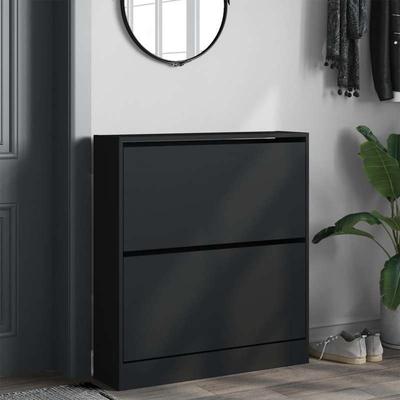 TEMU Shoe Cabinet Black 80x21x87.5 Cm Wooden Material Image
