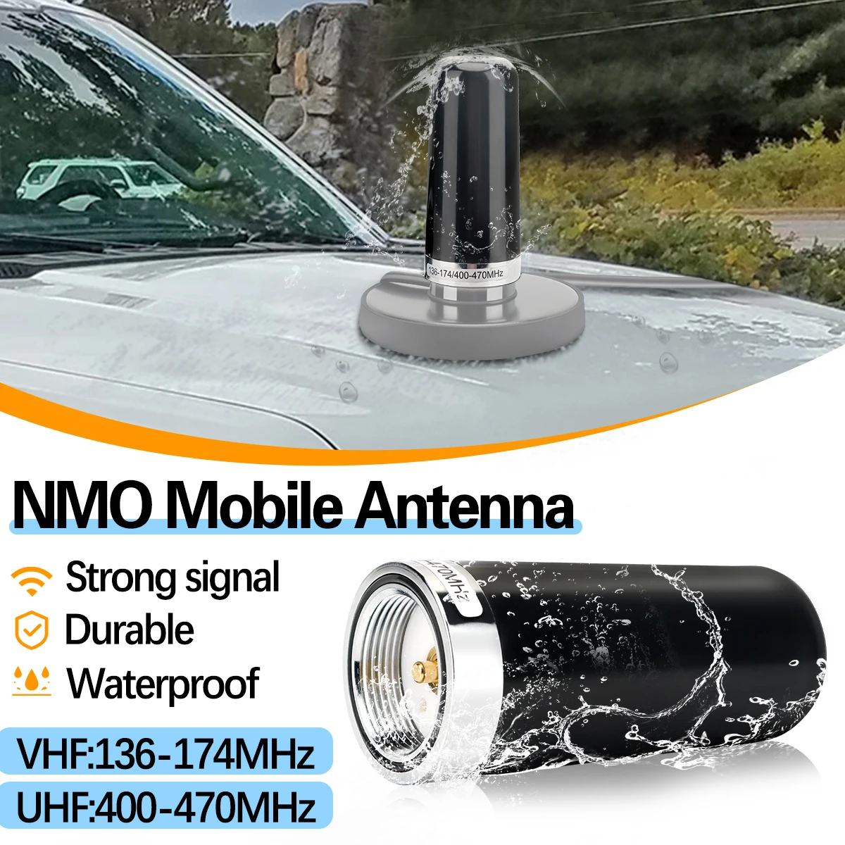 ABBREE Antenne NMO Mount Dual Band UHF VHF 136-174MHz400-470MHz für Auto LKW Amateurfunk Amateur Fahrzeug Mobile Radio Zubehör Image