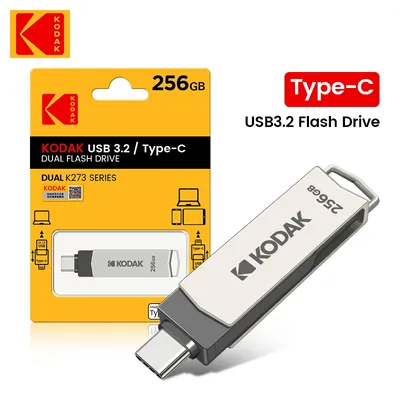 Kodak K273 USB3.2 Flash-Laufwerk 64 GB 128 GB 256 GB Typ C Metall OTG 2 in 1 USB-Stick Dual für Image