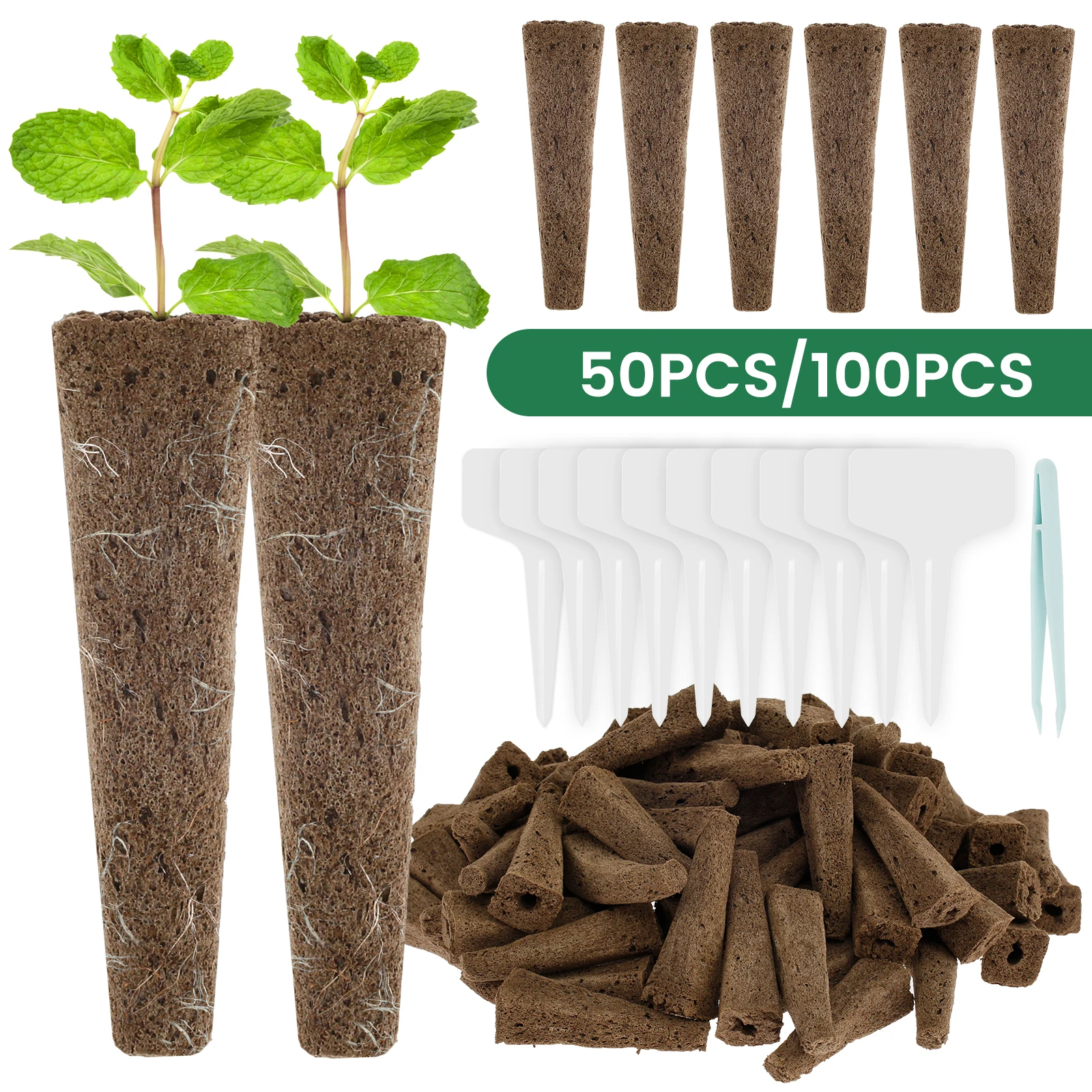 50/100Pcs Samen Wachsen Schwämme Hydrokultur Pods Kit mit Pflanzen Etiketten Ersatz Wurzel Wachstum Schwämme Indoor gartenarbeit Zubehör Image