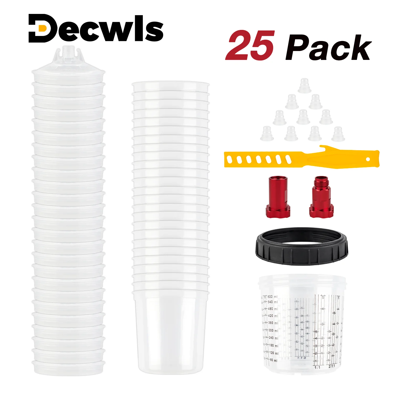 600 ml Farbmisch-/Filterbecher für Airbrush, Messbecher für Airbrush, 10/20 Stück, Einweg-Farbbecher für Airbrush, mit 2 Airbrush-Becheradaptern Image
