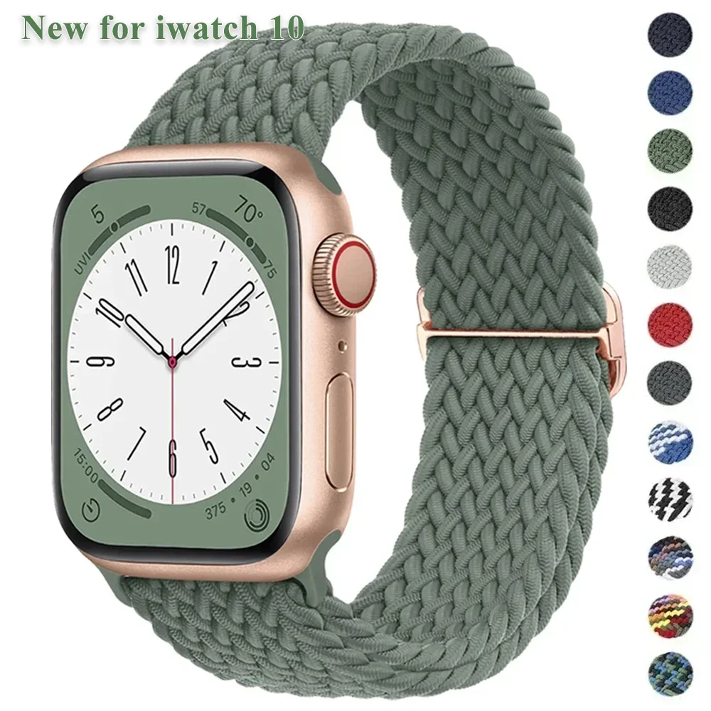 Geflochtenes Armband für Apple Watch Band 44 mm 45 mm 49 mm 42 mm 40 mm 41 mm 46 mm Elastisches Solo-Armband Correa Serie 10 9 8 7 6 5 SE Ultra Image