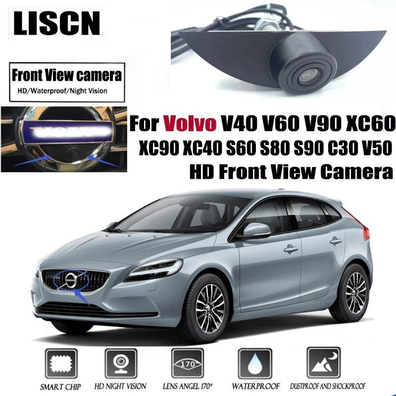 Auto Front View kamera Für Volvo V40 V60 V90 XC60 XC90 XC40 S60 S80 S90 C30 V50 HD Nachtsicht wasserdichte Parkplatz LOGO Kamera Image