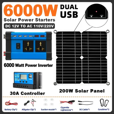 Kleines Zuhause 6000 W Sonnensystem 6000 W Wechselrichter 30 A Controller Solarpanel Telefon Auto Aufladen Camping Home Solar Power System Kit