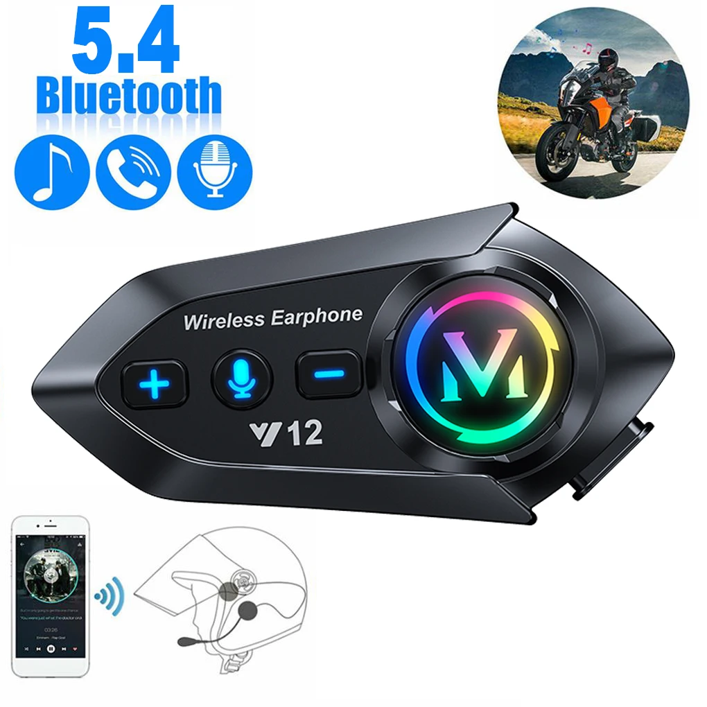 Y12 Motorrad Helm Headset Bluetooth 5,4 Motorrad Drahtlose Hands-on Sprechen Headset Wasserdichte Moto Kopfhörer Image