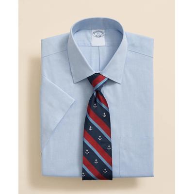 Brooks Brothers Men's Stretch Supima Cotton Non-Iron Ainsley Collar, Short-Sleeve Dress Shirt | Hydrangea | Size 14½