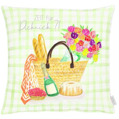 Kissenhülle APELT "6726", bunt (grün, gelb, orange), B:46cm L:46cm, Polyester, Baumwolle, Obermaterial: 75% Polyester, 25% Baumwolle, Kissenbezüge Image