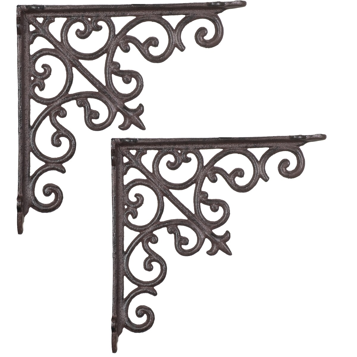 Moritz 2x Regalwinkel Wandregal 22,5 x 22,5 cm Regalträger Halter Wandträger Gusseisen braun Image