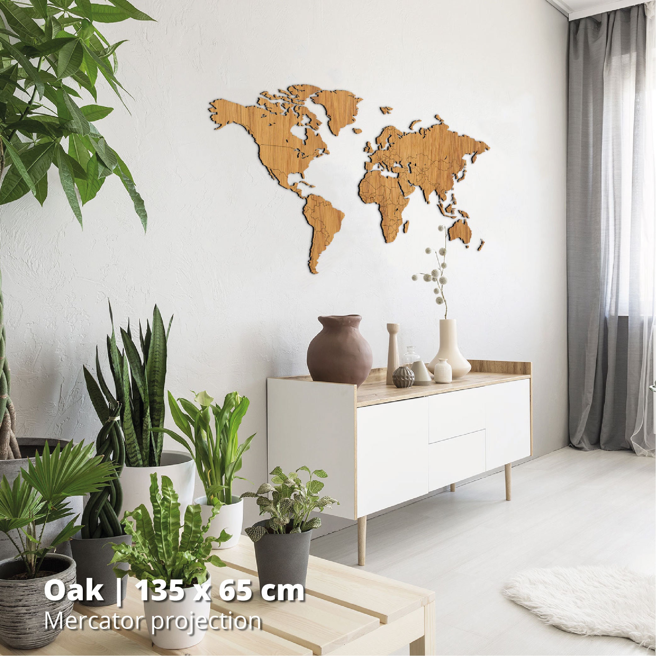 Mappa del mondo in legno - Quercia / Noce / Bambù - Mappa del mondo / Tela / Puntina da disegno / Legno / Mappa di viaggio grande / Decorazione murale