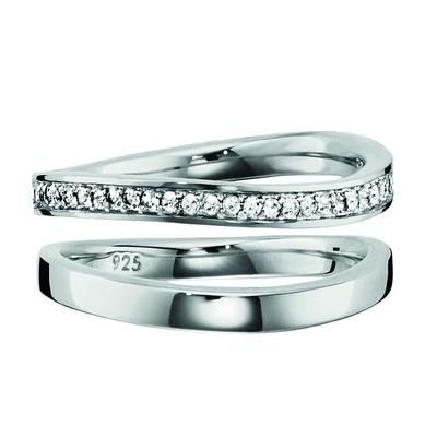 caï Ring 925/- Sterling Silber Topas weiß 0,112ct 050 (15,9) Damen Image