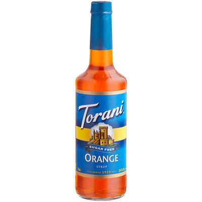 Torani Sugar-Free Orange Flavoring / Fruit Syrup 750 mL Glass Bottle - 12/Case