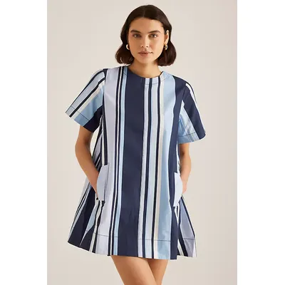 Maeve Short-Sleeve Crew-Neck Swing Mini Dress