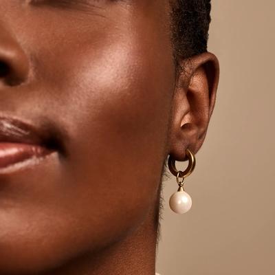 Lucky Brand Pearl Mini Hoop Earrings - Women's Ladies Accessories Jewelry Earrings in Gold