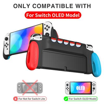 TEMU For Switch Oled Compatible Grip Cover, Unique Upgraded Design With 5 Game Slots, Comfortable And Ergonomic Switch Accessory, Grefay