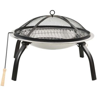 Vidaxl - 2in1 Feuerschale und Grill mit Schürhaken 56x56x49 cm Edelstahl Image