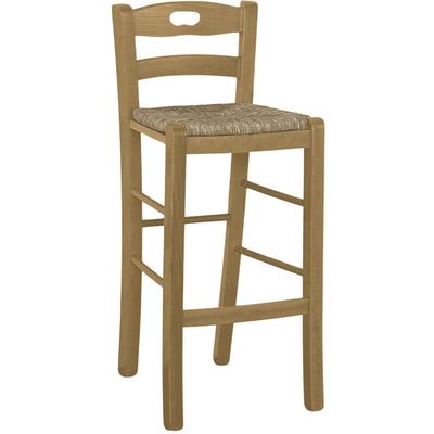 Okaffarefatto - Hocker aus Holz mit Griff in der Rückenlehne h66 cm Nussbaum hell Sitz aus Stroh Image