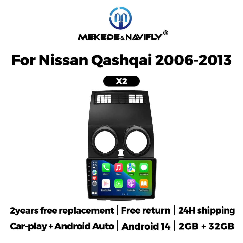 Android 14 Auto Radio 2G + 32G 9-zoll Drahtlose Carplay AUTO Für Nissan Qashqai J10 2006-2013 Navigation GPS Multimedia Video Player Image