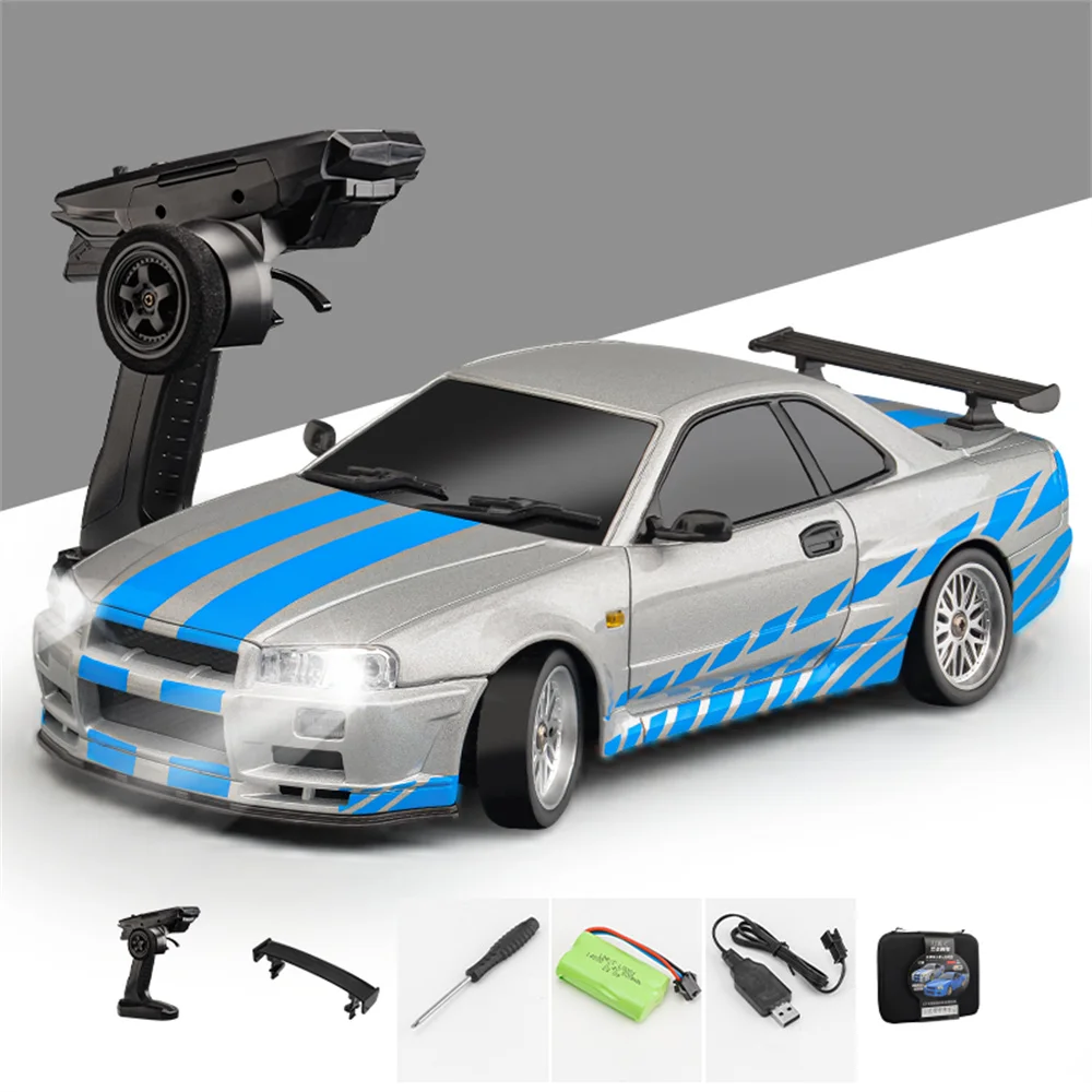 LDRC 1899 RTR 1/18 2,4G RWD RC Auto Drift GTR R34 Gyro LED Licht On-Road Voll Proportional legierung Körper Shell Racing Fahrzeuge Modell
