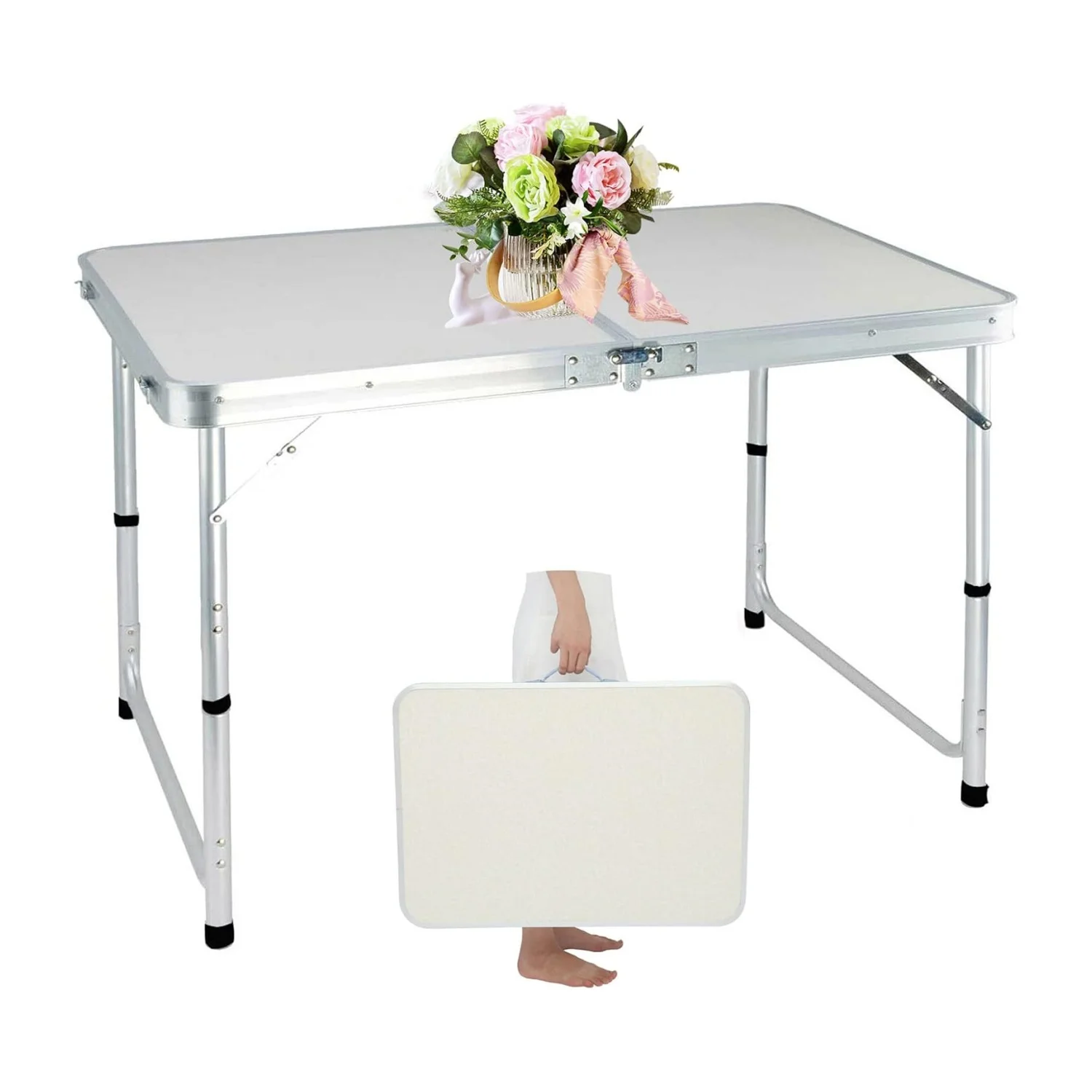 BRIEFNESS Klapptisch mit Tragegriff, Tisch für Hochzeit, Party, gelegentlicher Picknicktisch, leichter Outdoor-Tisch, Campingtisch