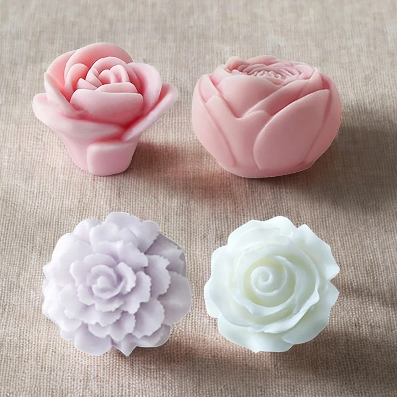 Valentinstag Blume Kerze Form DIY Gips Blume handgemachte Seife Duft Stein Schleifen Werkzeug Image