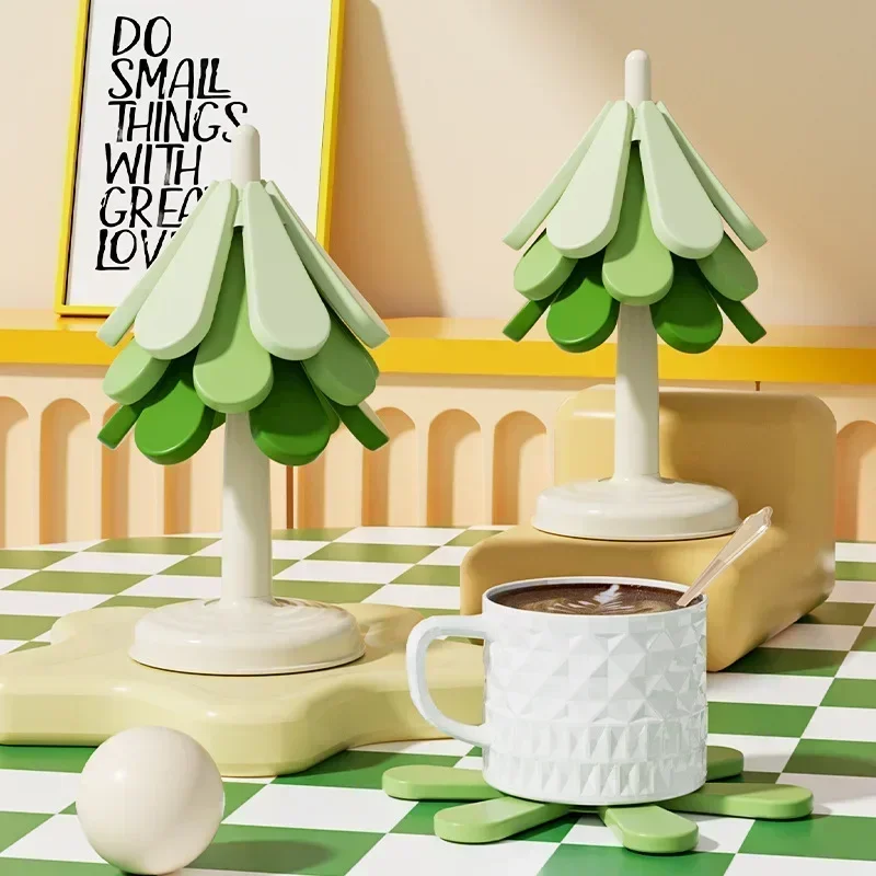 1/3Pc Silikon Matte Gerichte Baum Design Ständer Isolierung Pad Set Untersetzer für Teekanne Heißer Töpfe Weihnachten Tischsets esstisch Geschenk Image