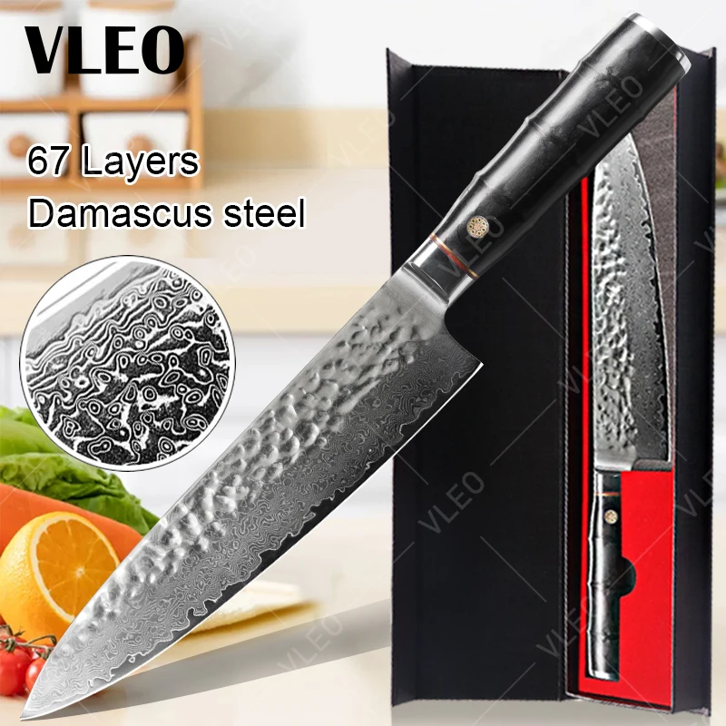 VLEO Professionelles Kochmesser aus Damaststahl, Fleischbeil, Mehrzweck-Ausbeinmesser, Küche, Kochen, Fischfiletschneider Image