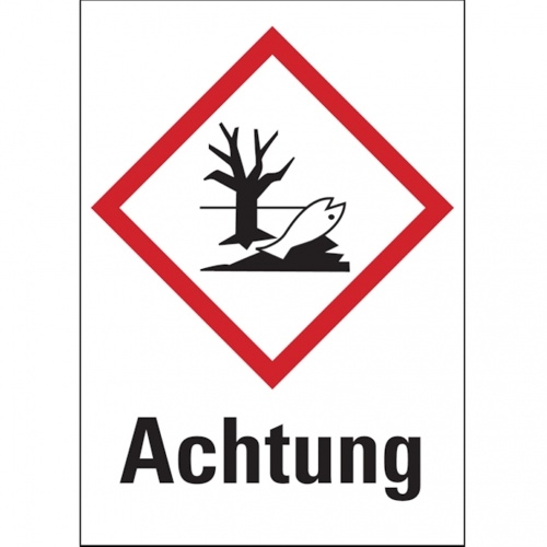 König Werbeanlagen Dreifke® Gefahrstoffetiketten - Umwelt (GHS09) Signalwort " - 52x74 mm Folie selbstklebend Image