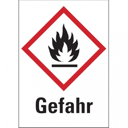 König Werbeanlagen Dreifke® Gefahrstoffetiketten - Flamme (GHS02) Signalwort " - 37x52 mm Folie selbstklebend Image
