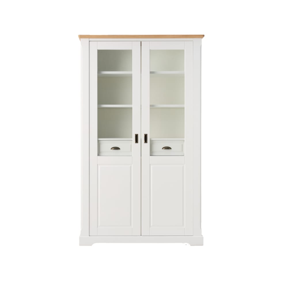 Vaisselier effet bois clair et blanc H200