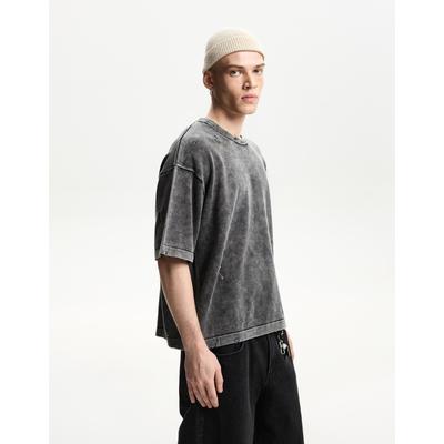 Bershka Ripped Short Sleeve T-Shirt Men Xl Black