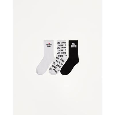 Bershka 3-Pack Of Printed Socks Women Black