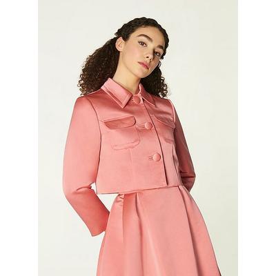 Biarritz Pink Satin Cropped Jacket Lipstick Pink, Lipstick Pink