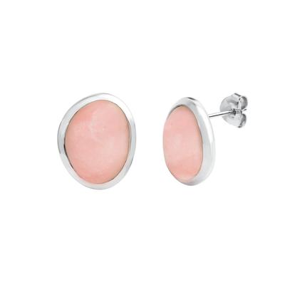 Celesta Ohrringe 925/- Sterling Silber Rosenquarz rosa Silbergrau Weiss Damen Image