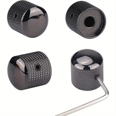 TEMU 4pcs Metal Dome Guitar Knobs - Volume Tone Control Replacement For Electric Guitar & Bass, Includes Allen Key & Set Screws