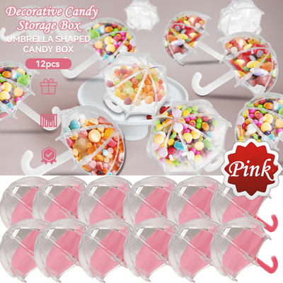 TEMU 12pcs Mini Umbrella Candy Boxes - Clear Plastic Refillable Party Favors For Birthdays, Weddings & Engagements, Decorative Storage For Candies & , Gift Bags Image