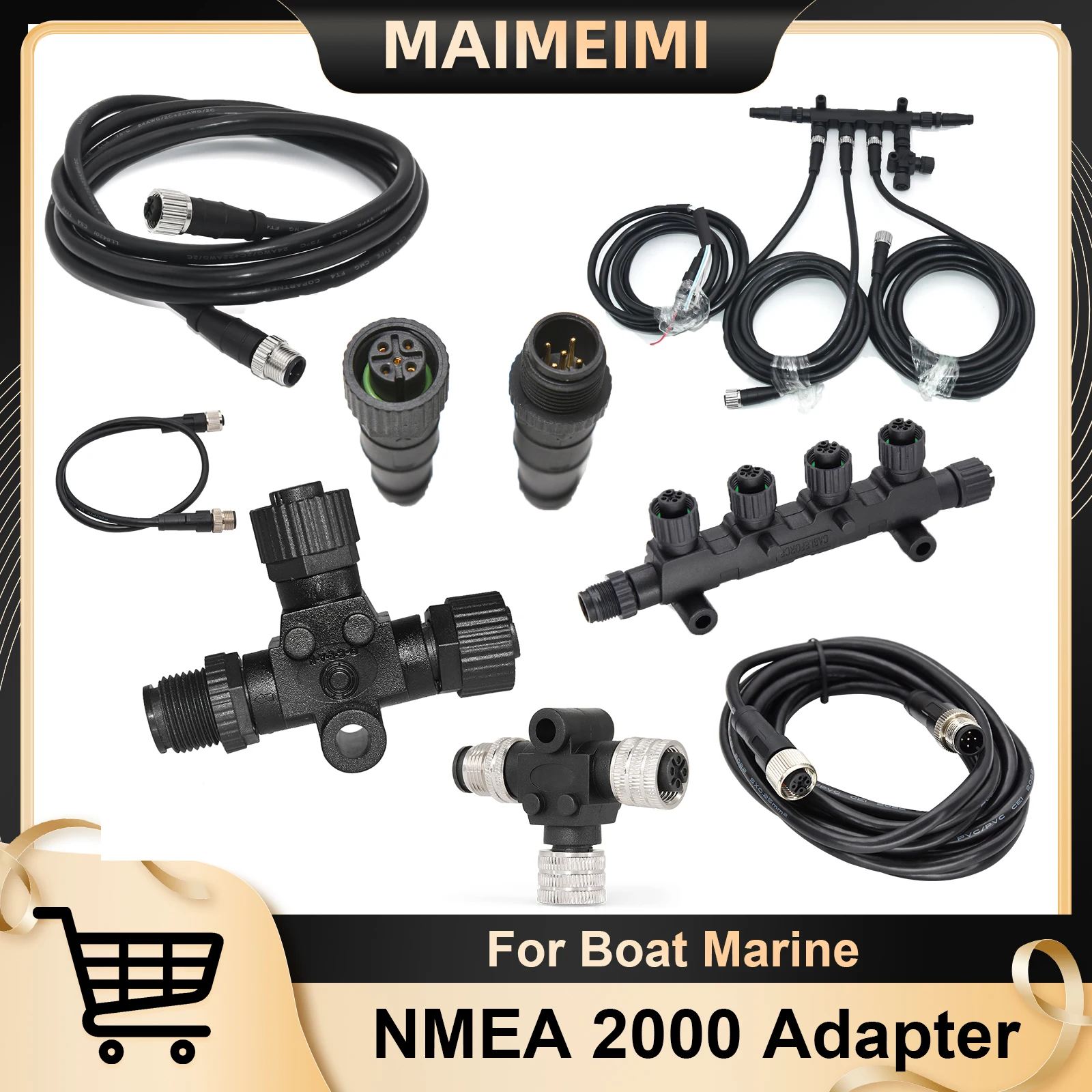 NMEA 2000 Adapter-Konverterkabel, T-Typ-Stecker, 3 Anschlüsse, 6 Anschlüsse, weiblich und männlich, Marine, Boot, Marine, Boot, Starter-Set, 0,5–4 m Image
