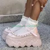 Dame rosa elegante Mary Janes Eimerriemen Schuhe rosa Fleck Plateauschuhe neu kommen Runway Y2K