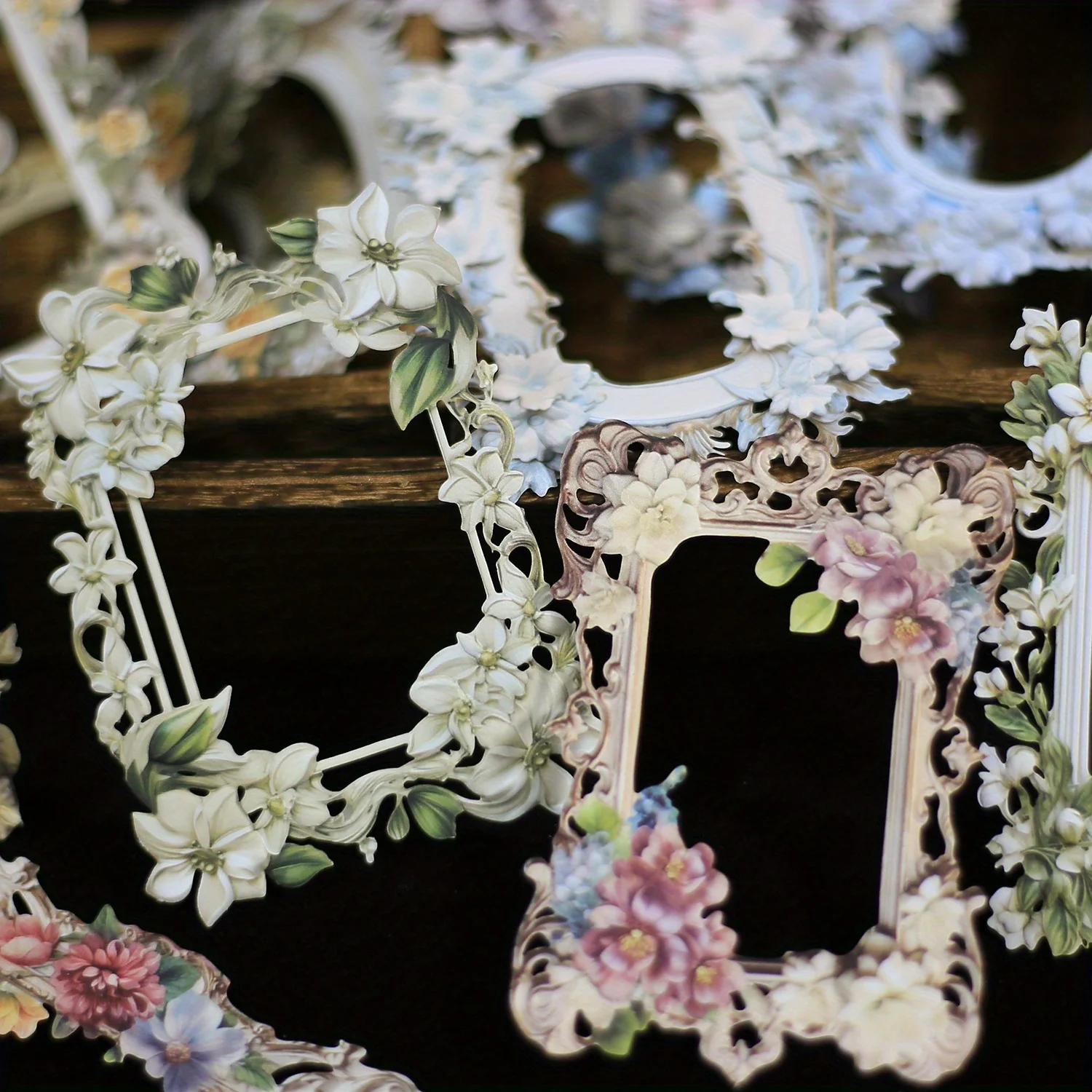 10 stücke Blumen Rahmen Papier Sammelalbum Papier Dekor Junk Journal Liefert DIY Scrapbooking Ästhetische Schreibwaren Handwerk Papier Image