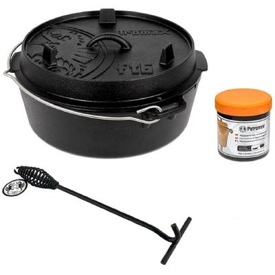 Petromax - Feuertopf Dutch Oven Set Pflegepaste Deckelheber FT6 planer Boden Image