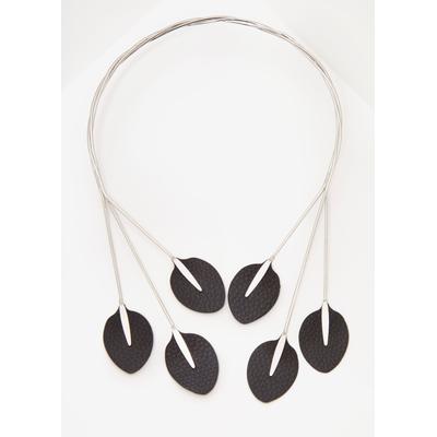 Plus Size Textured Faux Leather Petal Collar