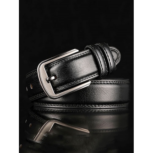 Herrengürtel aus echtem Leder mit klassischer Metallschnalle – langlebiges und stilvolles Accessoire für lässige und formelle Kleidung Image